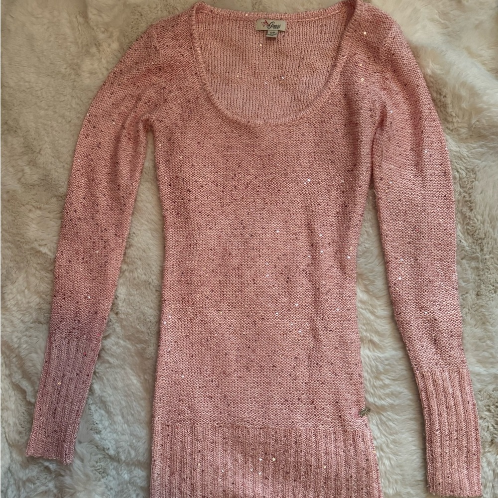 Guess sparkly pink long sweater